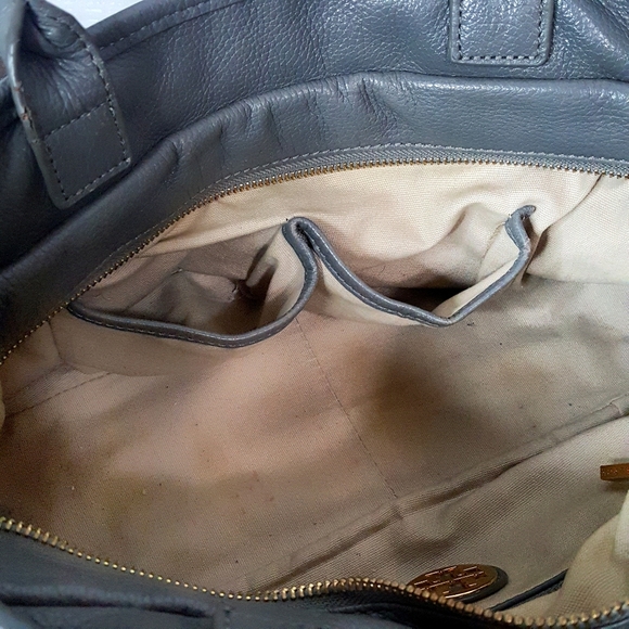 Tory Burch Leather Horsebit Satchel Crossbody Handbag Gray - Picture 13 of 16